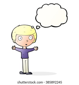 cartoon surprised man with thought bubble