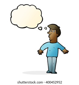 cartoon surprised man with thought bubble