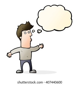 caricatura sorprendida hombre con burbuja de pensamiento