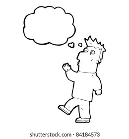 cartoon surprised man with thought bubble