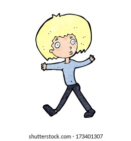 cartoon surprised man walking