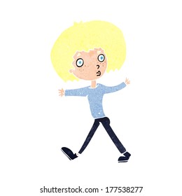 cartoon surprised man walking