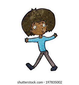 cartoon surprised man walking