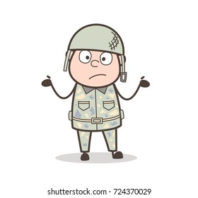 Cartoon Surprised Soldier Vector Character