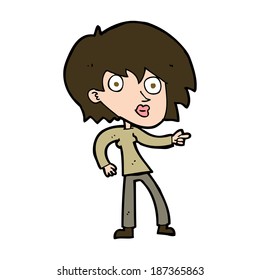 cartoon surprised woman pointing
