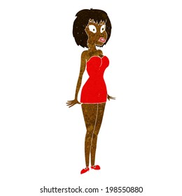 cartoon surprised woman in short dress