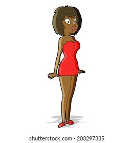 cartoon surprised woman in short dress