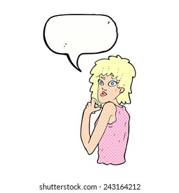 cartoon surprised woman with speech bubble