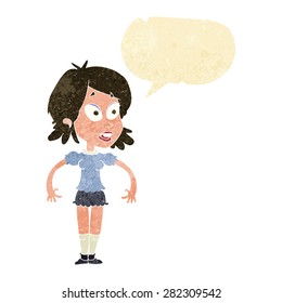 cartoon surprised woman with speech bubble
