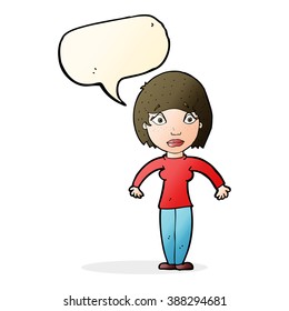cartoon surprised woman with speech bubble
