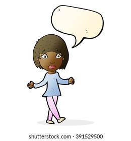 cartoon surprised woman with speech bubble