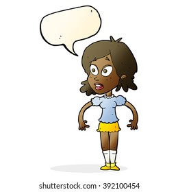 cartoon surprised woman with speech bubble