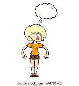 cartoon surprised woman with thought bubble