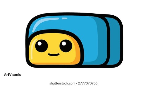 Cartoon sushi character smiling face closeup