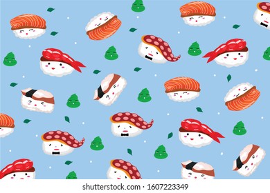 cartoon sushi pattern background design