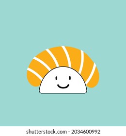 cartoon sushi salmon blue background