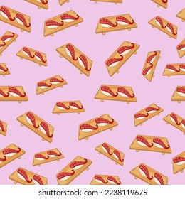 cartoon sushi-octopus, japanese food seamless pattern on colorful background