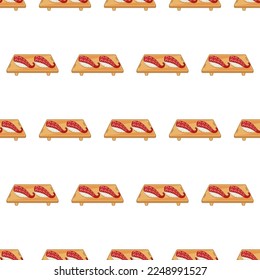 cartoon sushi-octopus, japanese food seamless pattern on colorful background