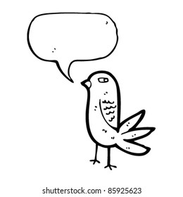 cartoon suspicious bird with speech bubble