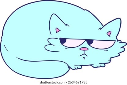cartoon suspicious cat in bright neon colors