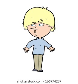 cartoon suspicious man looking over shoulder