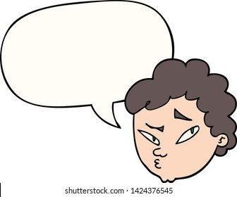 hombre sospechoso de caricatura con burbuja de habla