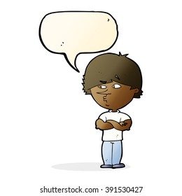 cartoon suspicious man with speech bubble