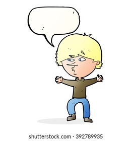 Cartoon verdächtiger Mann mit Sprachblase