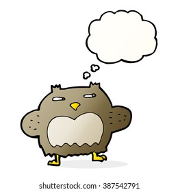 cartoon suspicious owl with thought bubble