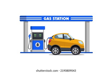 cartoon suv car on gas station vector illustration