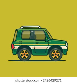Cartoon suv car side view cute mini vehicle illustration