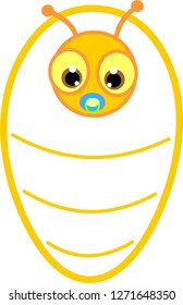 Cartoon swaddled baby bee isolated on white background
