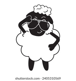 cartoon swag sheep on white background