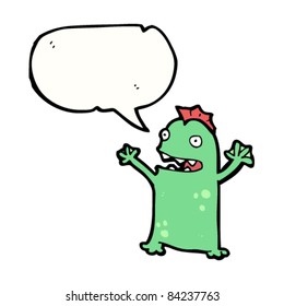 monstruo de pantano de dibujos animados con burbuja de habla