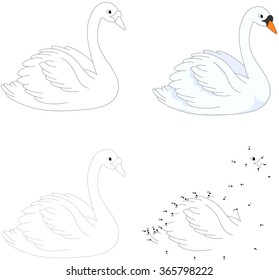 Cartoon swan. Dot to dot educational game for kids. Vector illustration