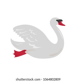 Cartoon swan icon on white background. Vector illustration.