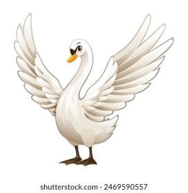 Cartoon swan vector illustration isolated on white background
