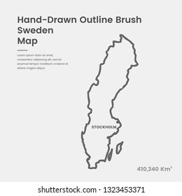 Cartoon Sweden Map, Hand Drawn Sweden Map, Doodle Sweden Map Vector Outline Style Map Information