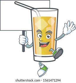 Cartoon sweet apple cider with bring board mascot