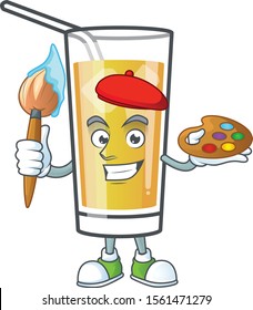 Cartoon sweet apple cider with painter mascot