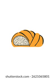 cartoon sweet bun, art vector illustration 