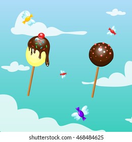 Cartoon sweet candies. Game objects. 