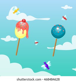 Cartoon sweet candies. Game objects. 