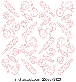 Cartoon of sweet candy doodle pattern