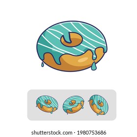 Cartoon sweet donuts melted cream. Food and Drink Cartoon Flat Style Icon illustration Premium Vector Logo