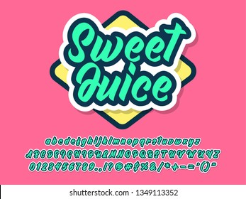 cartoon sweet juice text style for simple pop drink logo design, friendly typeface for brand and logo design