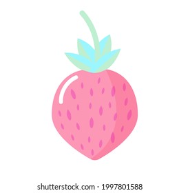 Cartoon sweet natural strawberry in pastel colors. Vector illustration.