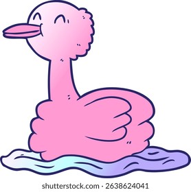 cartoon swimming duck in bright neon colors
