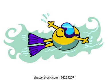 cartoon swimming vector