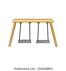 Cartoon swing for park or garden. Flat vector illustration isolated on white.